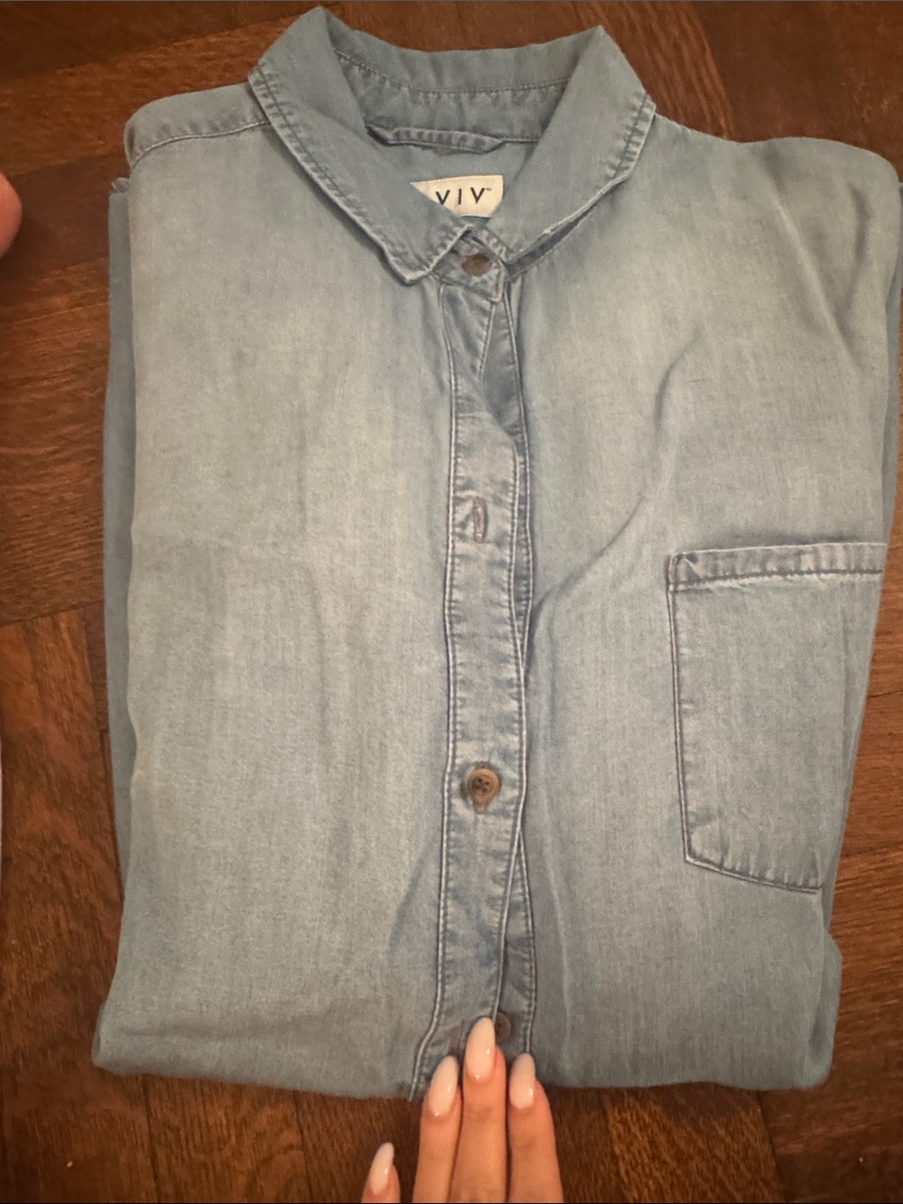 Ava & Viv Light Blue Denim Button-Front Shirt
